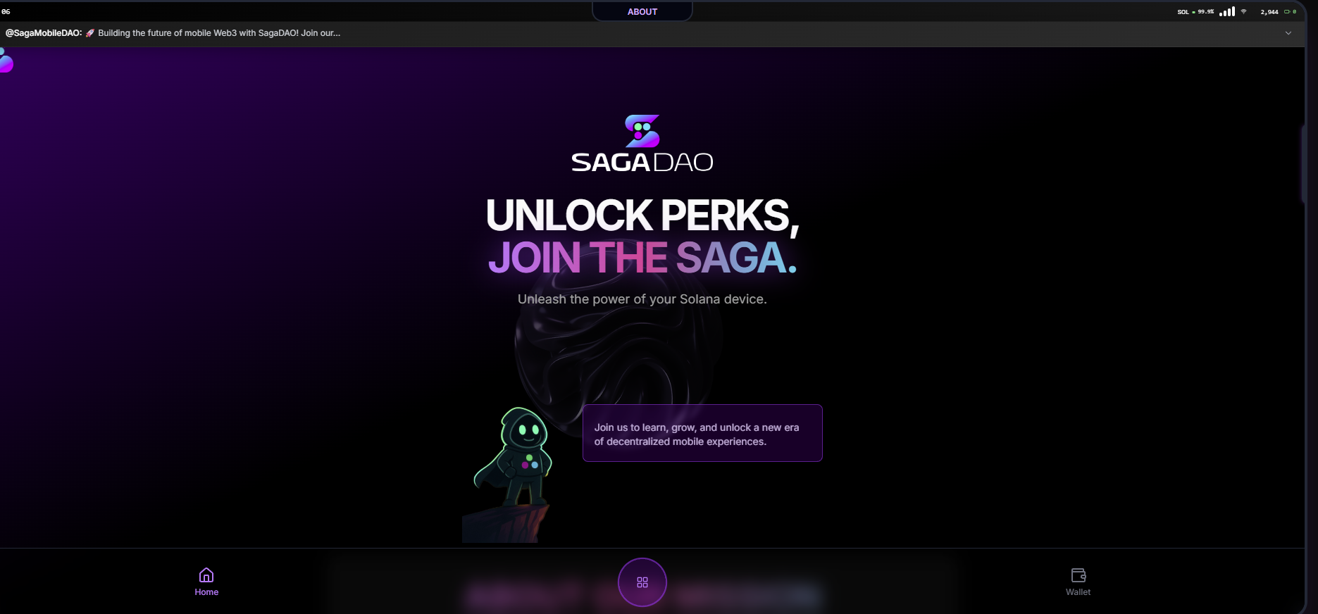 Saga Mobile DAO screenshot